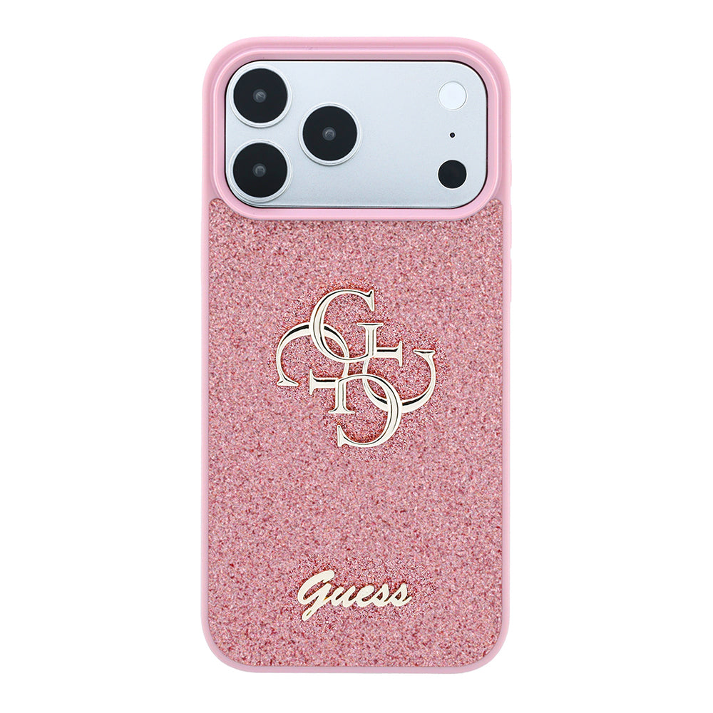 Deksel for Apple iPhone 18 Pro / 17 Pro, Guess, Fixed Glitter Big 4G, Rosa