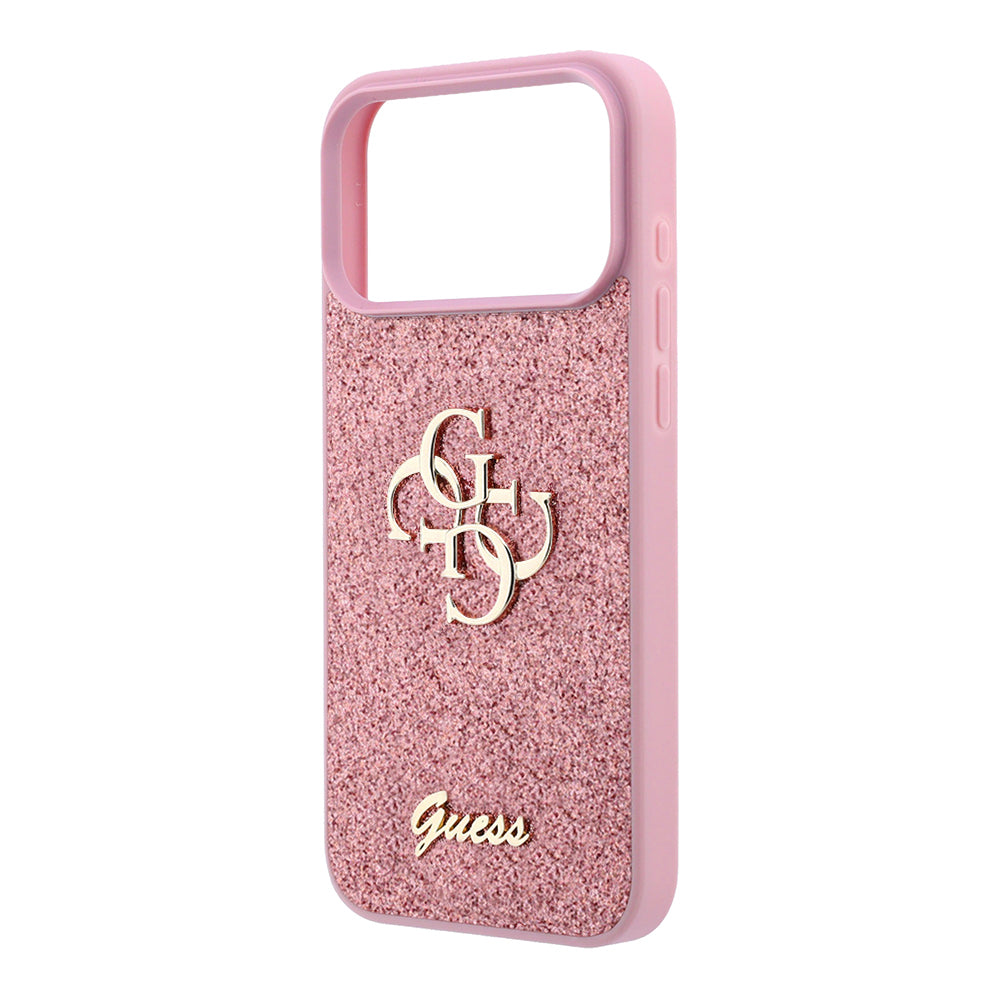 Deksel for Apple iPhone 18 Pro / 17 Pro, Guess, Fixed Glitter Big 4G, Rosa