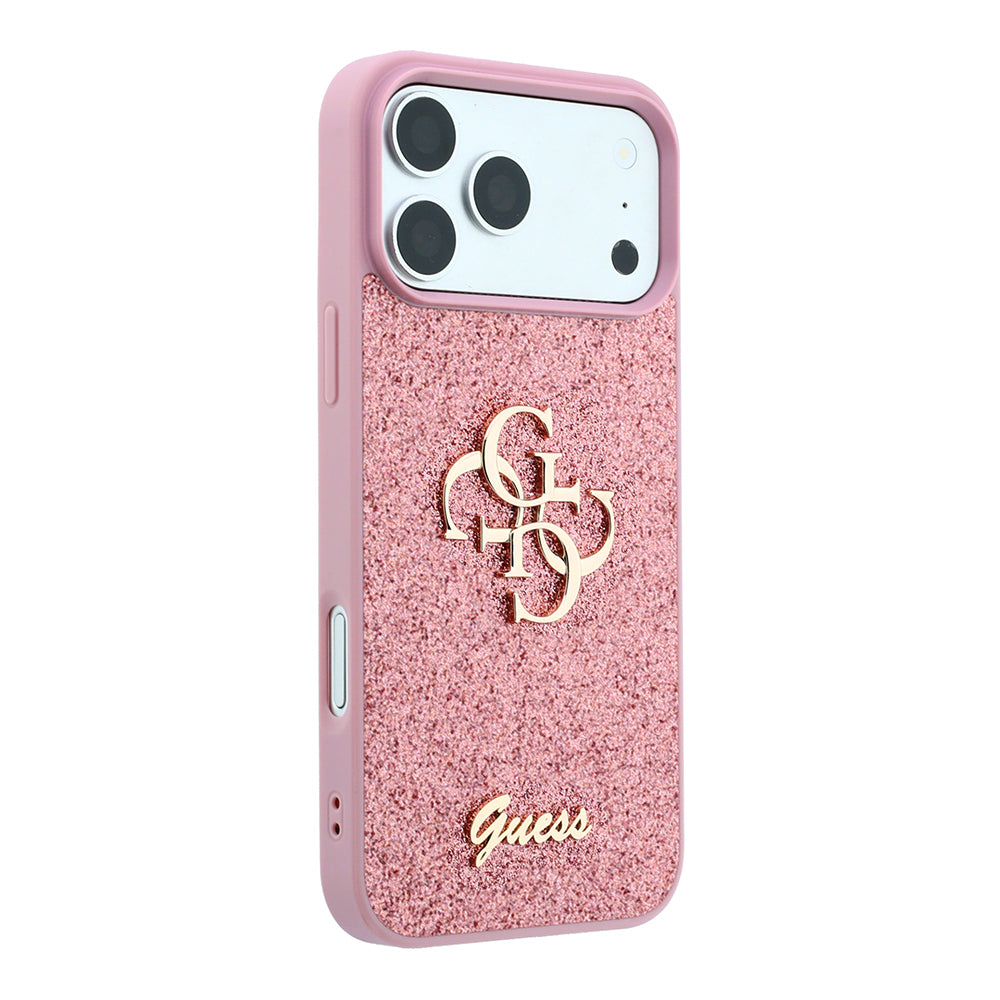 Deksel for Apple iPhone 18 Pro / 17 Pro, Guess, Fixed Glitter Big 4G, Rosa