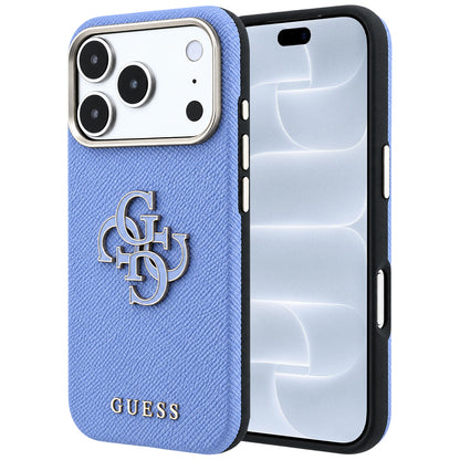Deksel for Apple iPhone 18 Pro / 17 Pro, Guess, Kornet stort harpikslogo, blå