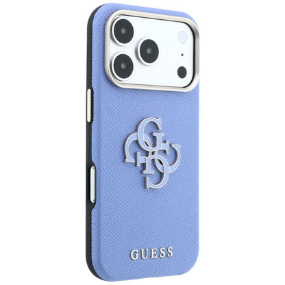 Deksel for Apple iPhone 18 Pro / 17 Pro, Guess, Kornet stort harpikslogo, blå