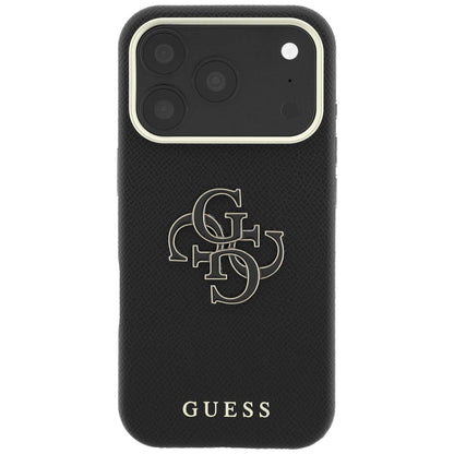 Deksel for Apple iPhone 18 Pro / 17 Pro, Guess, Grained Big Resin Logo, Svart