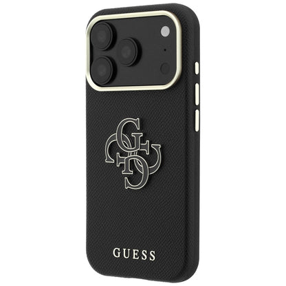 Deksel for Apple iPhone 18 Pro / 17 Pro, Guess, Grained Big Resin Logo, Svart