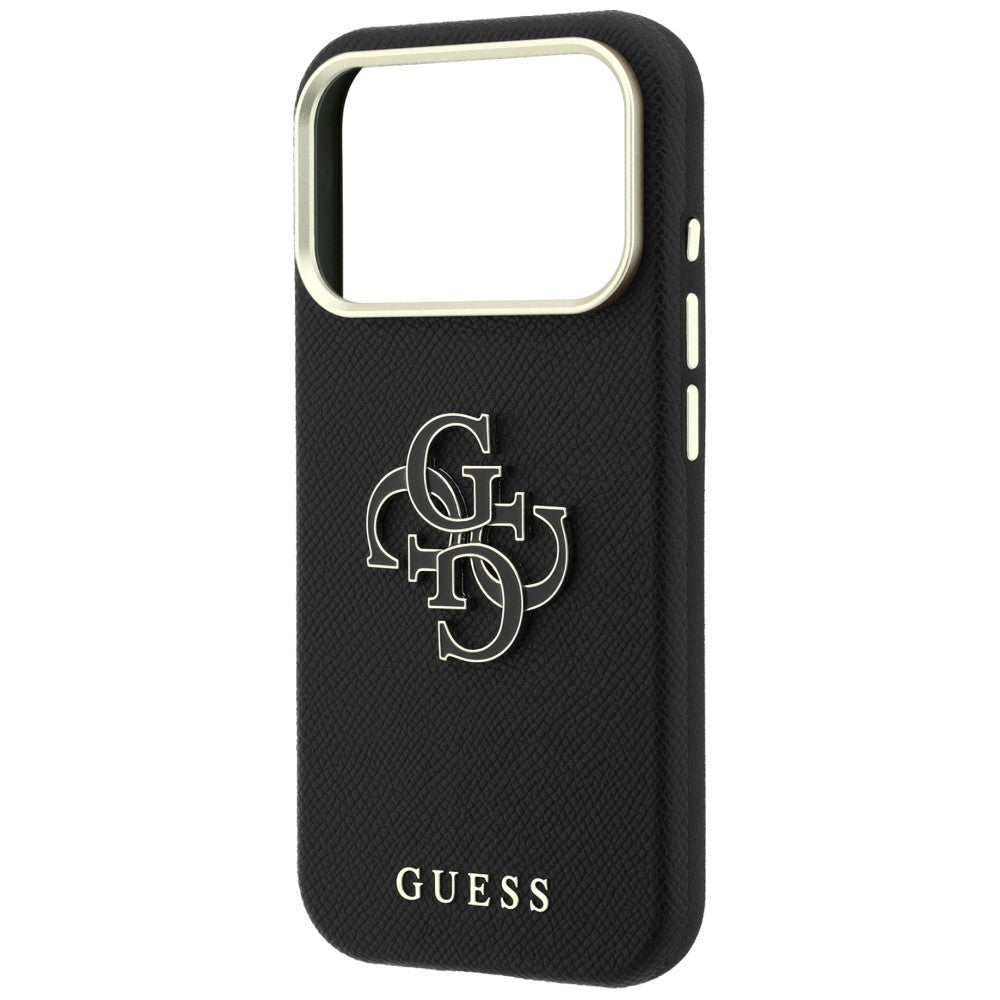 Deksel for Apple iPhone 18 Pro / 17 Pro, Guess, Grained Big Resin Logo, Svart
