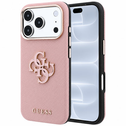 Deksel til Apple iPhone 18 Pro / 17 Pro, Guess, Kornet stort harpikslogo, rosa
