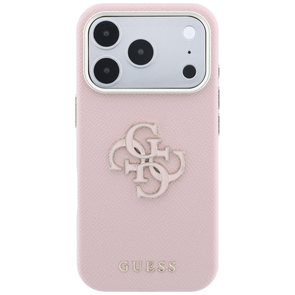 Deksel til Apple iPhone 18 Pro / 17 Pro, Guess, Kornet stort harpikslogo, rosa