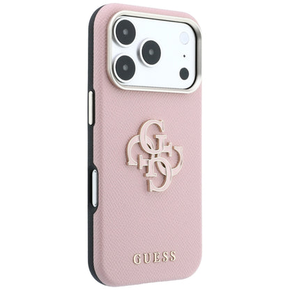 Deksel til Apple iPhone 18 Pro / 17 Pro, Guess, Kornet stort harpikslogo, rosa