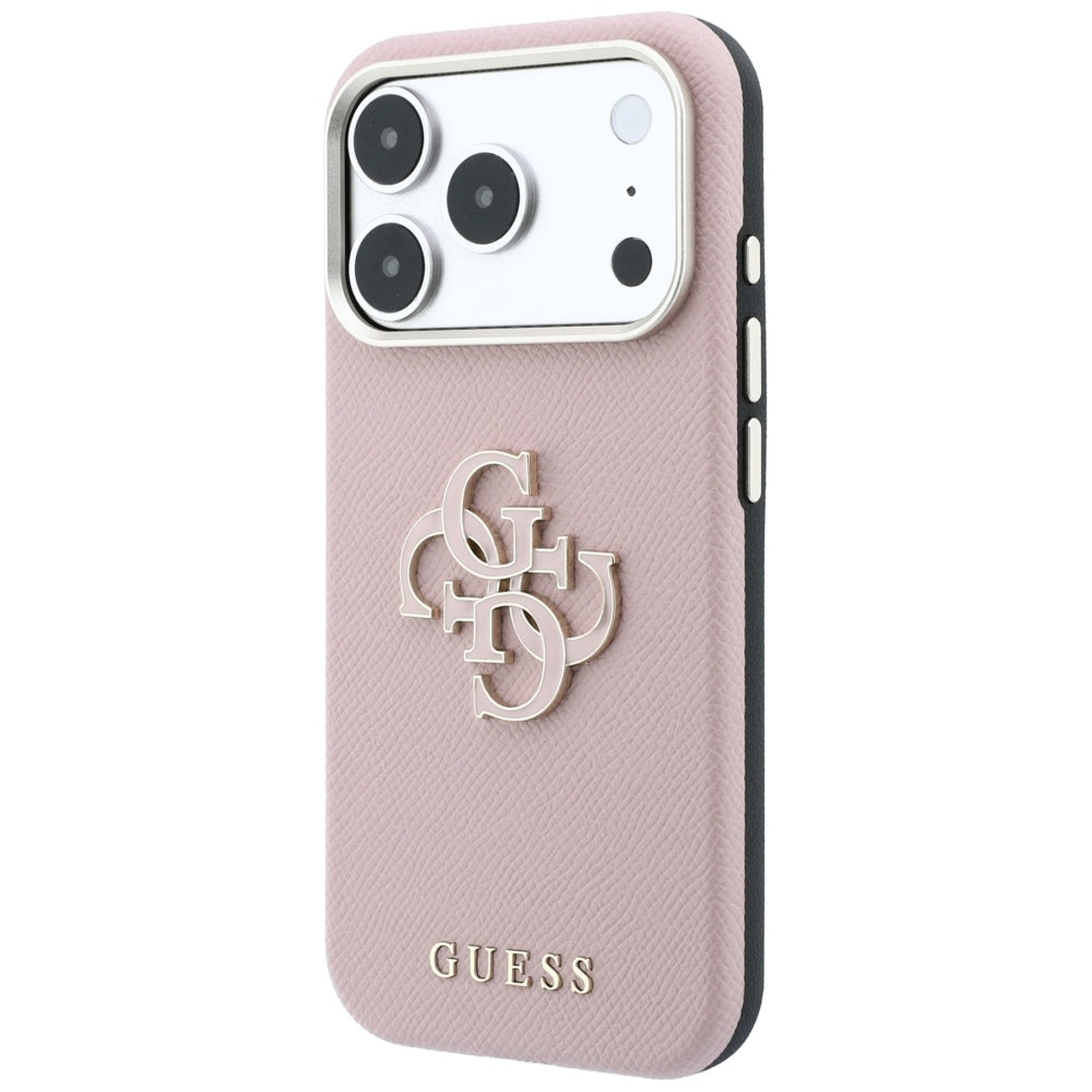 Deksel til Apple iPhone 18 Pro / 17 Pro, Guess, Kornet stort harpikslogo, rosa