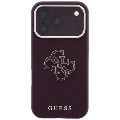 Deksel for Apple iPhone 18 Pro / 17 Pro, Guess, Kornet stort harpikslogo, Burgunder