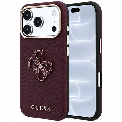 Deksel for Apple iPhone 18 Pro / 17 Pro, Guess, Kornet stort harpikslogo, Burgunder