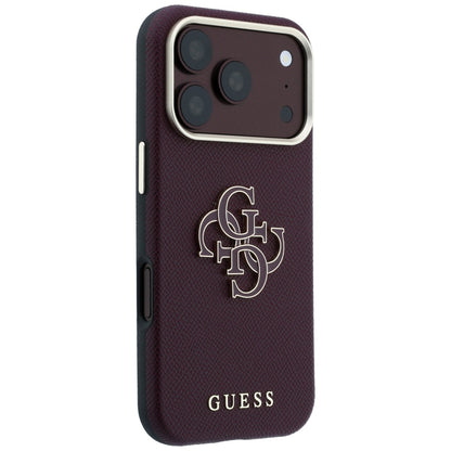 Deksel for Apple iPhone 18 Pro / 17 Pro, Guess, Kornet stort harpikslogo, Burgunder