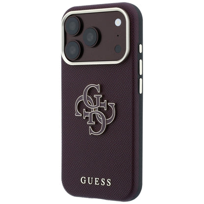 Deksel for Apple iPhone 18 Pro / 17 Pro, Guess, Kornet stort harpikslogo, Burgunder