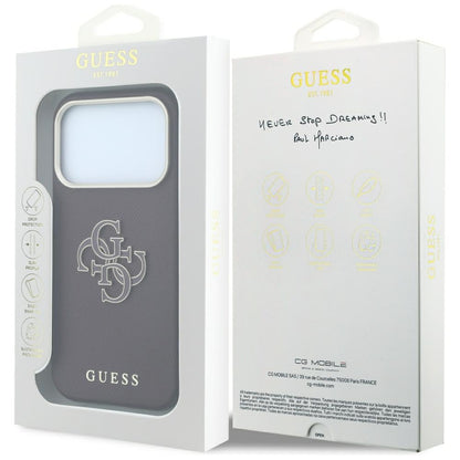 Deksel for Apple iPhone 18 Pro / 17 Pro, Guess, Kornet stort harpikslogo, Burgunder