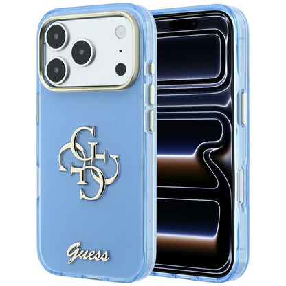 Deksel for Apple iPhone 18 Pro / 17 Pro, Guess, IML 4G Metal Script, Bleu