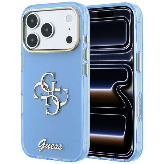 Deksel for Apple iPhone 18 Pro / 17 Pro, Guess, IML 4G Metal Script, Bleu