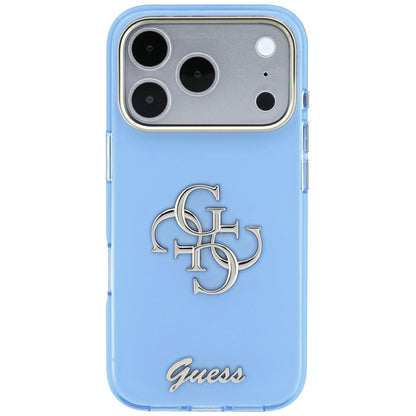 Deksel for Apple iPhone 18 Pro / 17 Pro, Guess, IML 4G Metal Script, Bleu
