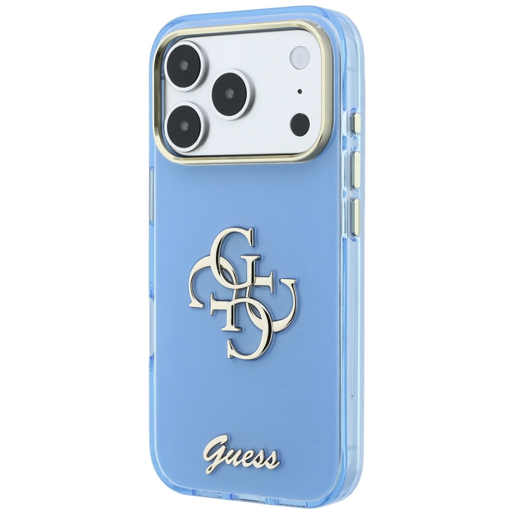 Deksel for Apple iPhone 18 Pro / 17 Pro, Guess, IML 4G Metal Script, Bleu