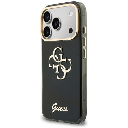 Deksel for Apple iPhone 18 Pro / 17 Pro, Guess, IML 4G Metal Script, Svart