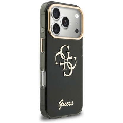 Deksel for Apple iPhone 18 Pro / 17 Pro, Guess, IML 4G Metal Script, Svart