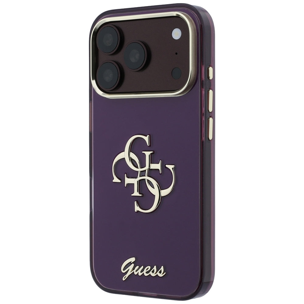 Deksel for Apple iPhone 18 Pro / 17 Pro, Guess, IML 4G Metal Script, Burgunder