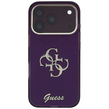 Deksel for Apple iPhone 18 Pro / 17 Pro, Guess, IML 4G Metal Script, Burgunder