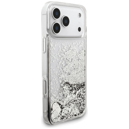 Deksel til Apple iPhone 18 Pro / 17 Pro, Guess, Liquid Glitter Charms, sølvfarget