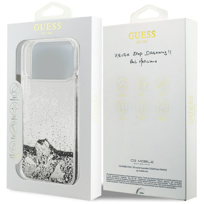 Deksel til Apple iPhone 18 Pro / 17 Pro, Guess, Liquid Glitter Charms, sølvfarget