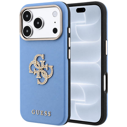 Deksel for Apple iPhone 18 Pro / 17 Pro, Guess, Smooth Big Strass Logo, Bleu