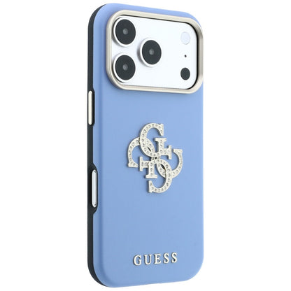 Deksel for Apple iPhone 18 Pro / 17 Pro, Guess, Smooth Big Strass Logo, Bleu