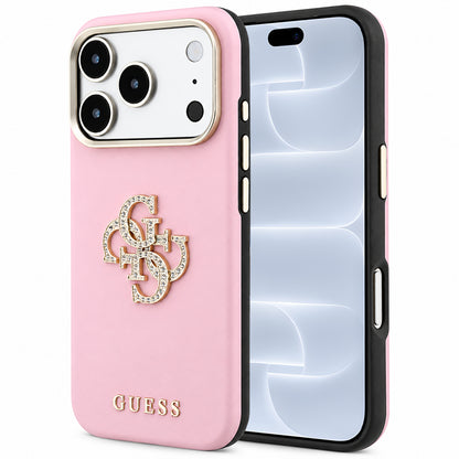Deksel til Apple iPhone 18 Pro / 17 Pro, Guess, Smooth Big Strass Logo, rosa