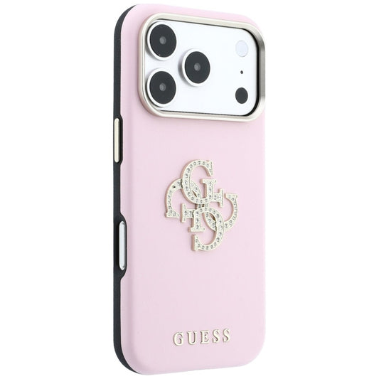 Deksel til Apple iPhone 18 Pro / 17 Pro, Guess, Smooth Big Strass Logo, rosa