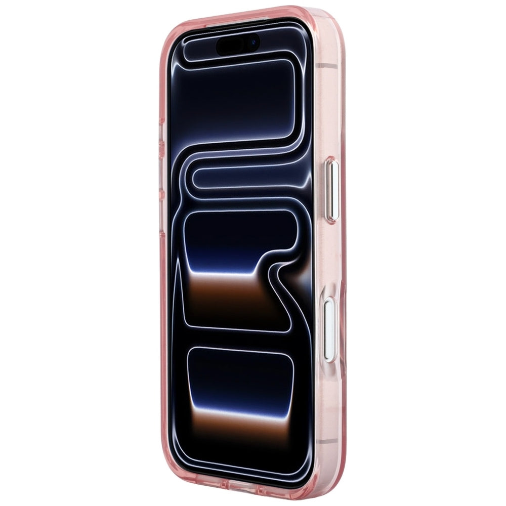 Deksel for Apple iPhone 18 Pro / 17 Pro, Karl Lagerfeld, IML Big Signature Resin Logo og Metallramme, Rosa