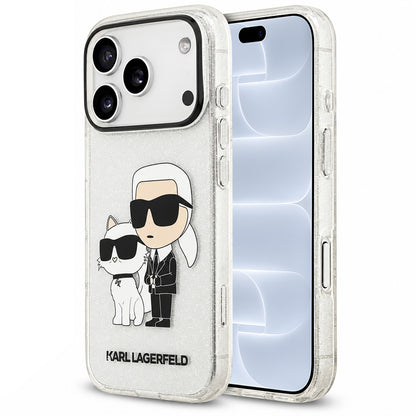 Deksel til Apple iPhone 18 Pro / 17 Pro, Karl Lagerfeld, IML Glitter Karl and Choupette NFT, gjennomsiktig