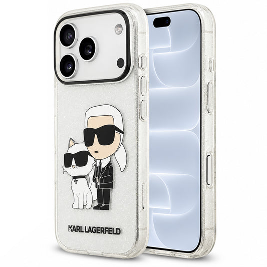 Deksel til Apple iPhone 18 Pro / 17 Pro, Karl Lagerfeld, IML Glitter Karl and Choupette NFT, gjennomsiktig