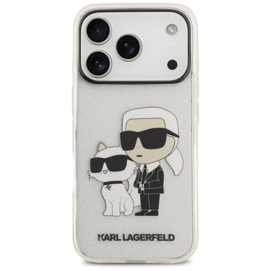 Deksel til Apple iPhone 18 Pro / 17 Pro, Karl Lagerfeld, IML Glitter Karl and Choupette NFT, gjennomsiktig