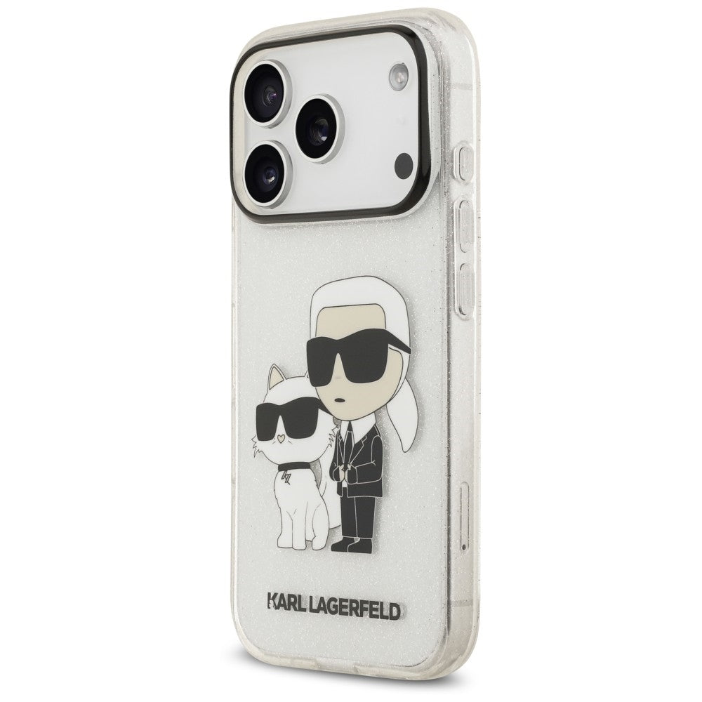 Deksel til Apple iPhone 18 Pro / 17 Pro, Karl Lagerfeld, IML Glitter Karl and Choupette NFT, gjennomsiktig