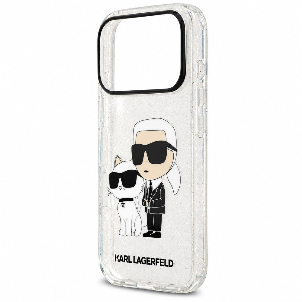 Deksel til Apple iPhone 18 Pro / 17 Pro, Karl Lagerfeld, IML Glitter Karl and Choupette NFT, gjennomsiktig