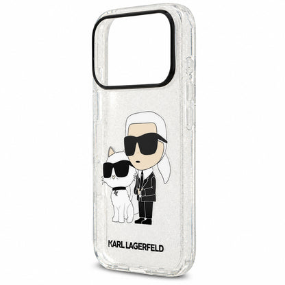 Deksel til Apple iPhone 18 Pro / 17 Pro, Karl Lagerfeld, IML Glitter Karl and Choupette NFT, gjennomsiktig