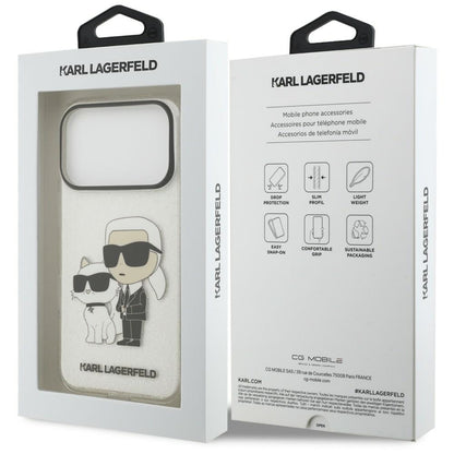 Deksel til Apple iPhone 18 Pro / 17 Pro, Karl Lagerfeld, IML Glitter Karl and Choupette NFT, gjennomsiktig