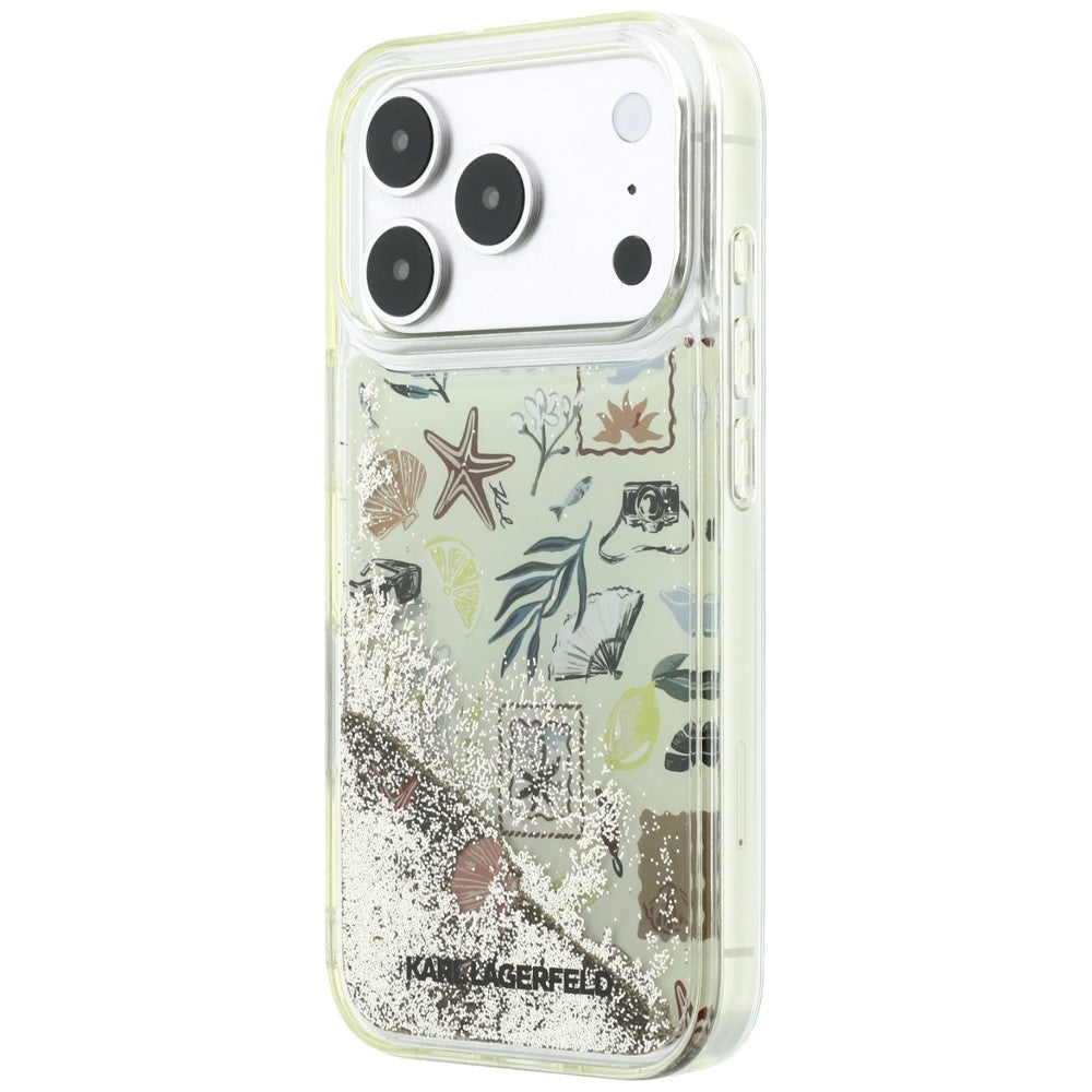 Deksel for Apple iPhone 18 Pro / 17 Pro, Karl Lagerfeld, Liquid Glitter Beach and Sand, Beige
