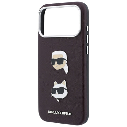 Deksel til Apple iPhone 18 Pro / 17 Pro, Karl Lagerfeld, Saffiano Crossbody Karl & Choupette Head's Pins Logo, burgunderrød