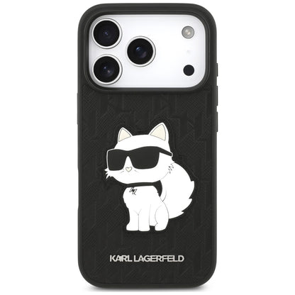 Deksel til Apple iPhone 18 Pro / 17 Pro, Karl Lagerfeld, Saffiano Mono Patch Choupette, svart