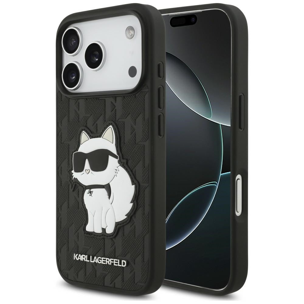 Deksel til Apple iPhone 18 Pro / 17 Pro, Karl Lagerfeld, Saffiano Mono Patch Choupette, svart