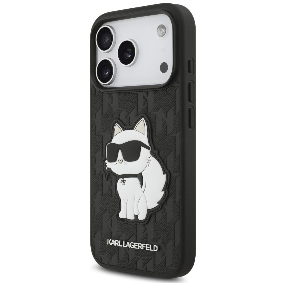 Deksel til Apple iPhone 18 Pro / 17 Pro, Karl Lagerfeld, Saffiano Mono Patch Choupette, svart