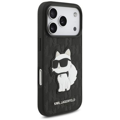 Deksel til Apple iPhone 18 Pro / 17 Pro, Karl Lagerfeld, Saffiano Mono Patch Choupette, svart