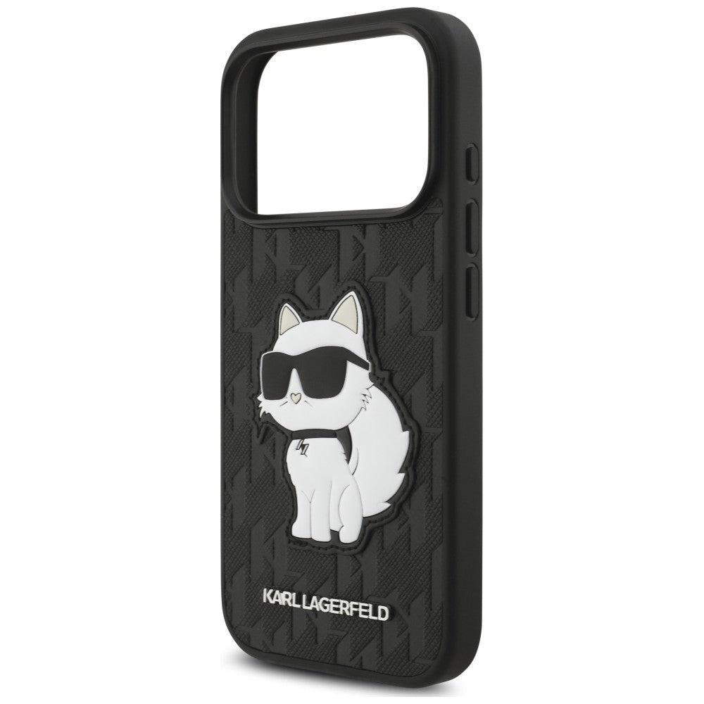 Deksel til Apple iPhone 18 Pro / 17 Pro, Karl Lagerfeld, Saffiano Mono Patch Choupette, svart