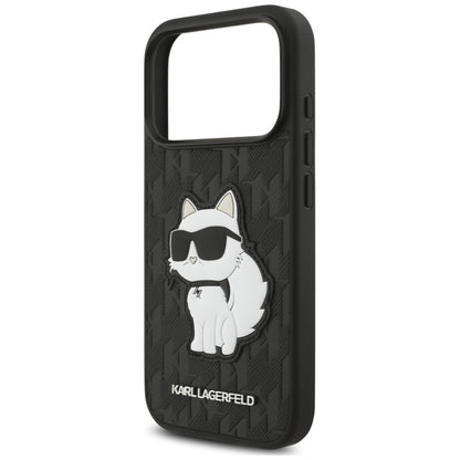 Deksel til Apple iPhone 18 Pro / 17 Pro, Karl Lagerfeld, Saffiano Mono Patch Choupette, svart