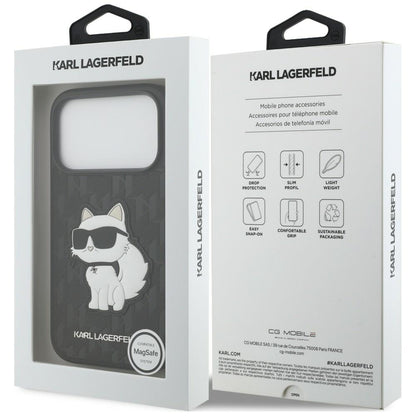 Deksel til Apple iPhone 18 Pro / 17 Pro, Karl Lagerfeld, Saffiano Mono Patch Choupette, svart