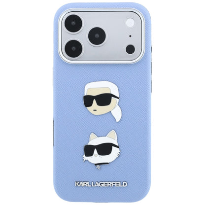 Deksel til Apple iPhone 18 Pro / 17 Pro, Karl Lagerfeld, Saffiano med Karl & Choupette-hodepin og logo, blå