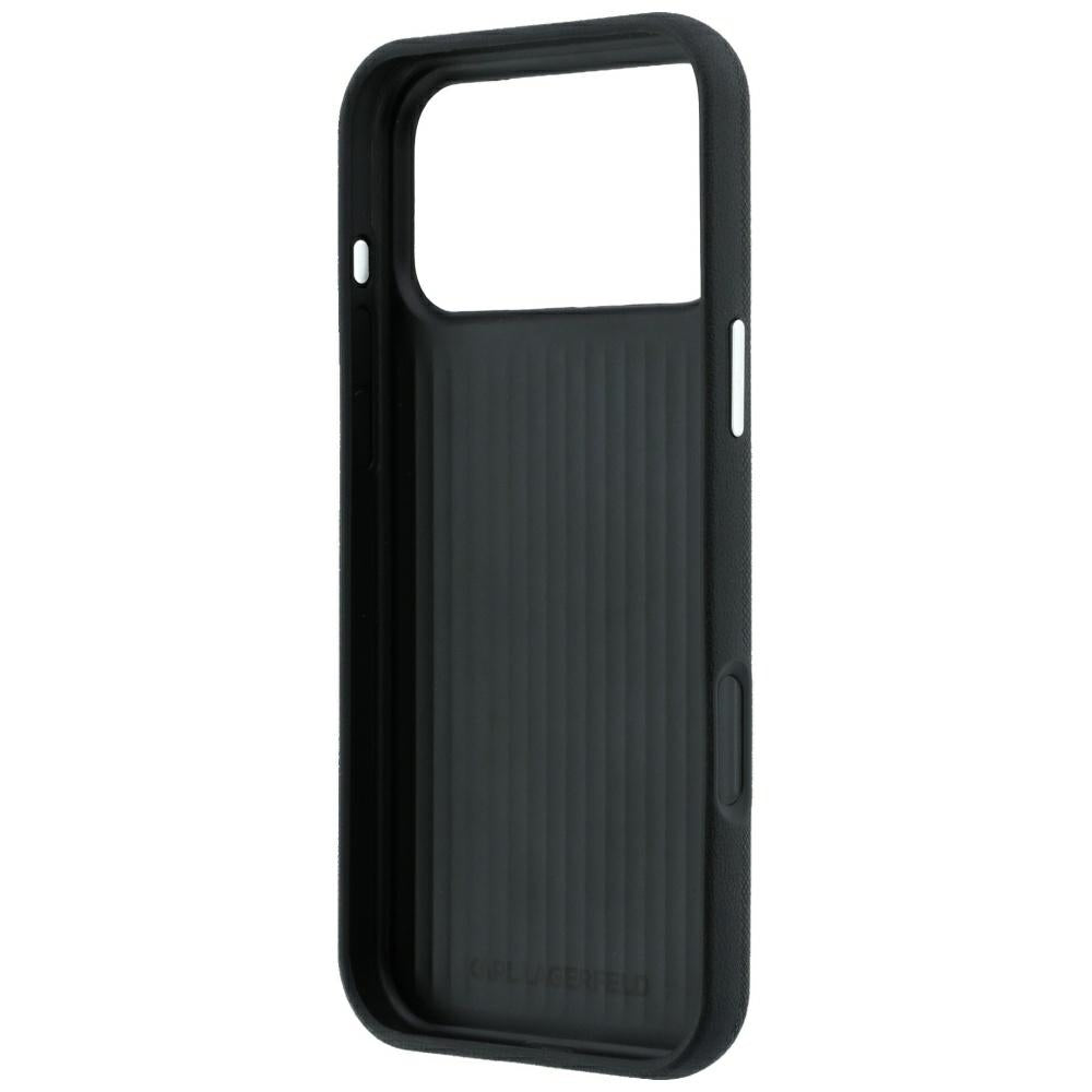 Deksel til Apple iPhone 18 Pro / 17 Pro, Karl Lagerfeld, Saffiano med Karl & Choupette-hodepin og logo, svart